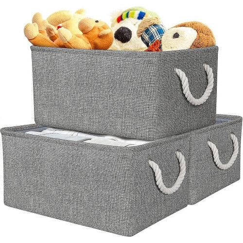 3 Pcs Fabric Storage Basket with Handles Foldable Waterproof Storage Cube Boxes Home Organizer