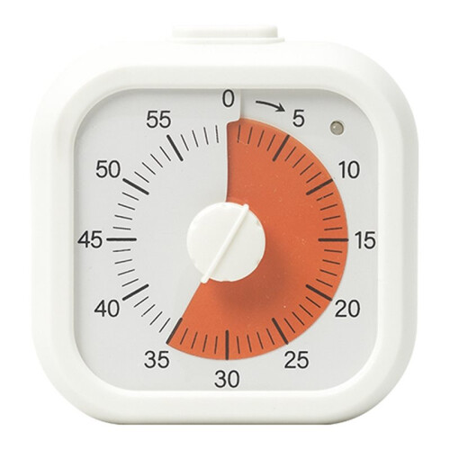 Visual Timer for Kids 60 Minute Countdown Timer, Silent Study Classroom Kitchen Round Timer White