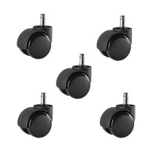 Set van 5 zwarte vervangingswielen van 5 cm voor bureaustoelen, zware zwenkwielen voor soepele beweging.