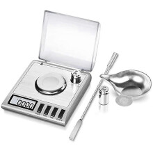 Digitale precisieweegschaal van 50 g (0,001 g) met roestvrijstalen platform voor sieraden, poeder en grammen, inclusief kalibratiegewich