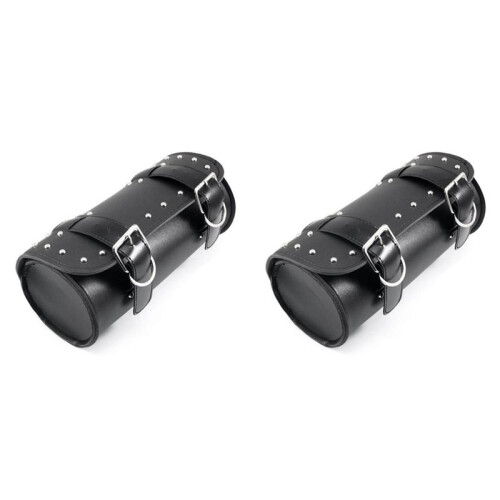 2X Universal Motorcycle PU Leather Tool Bag Front Fork Handlebar Saddlebag Roll  Racing Tail  Storage