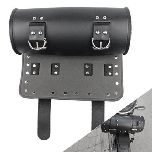 2X Universal Motorcycle PU Leather Tool Bag Front Fork Handlebar Saddlebag Roll  Racing Tail  Storage 2