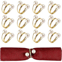 Napkin Rings with Double-pearl Design. Serviette Buckles for Wedding. Party
