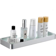 Rectangular Tempered Glass Shower Shelf Organizer Shower Storage Nail-free