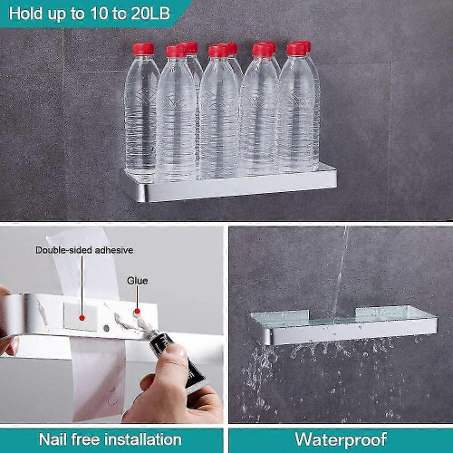 Rectangular Tempered Glass Shower Shelf Organizer Shower Storage Nail-free 1