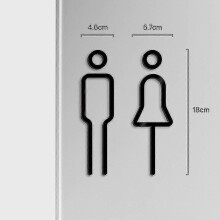 Metallenes WC-Türschild, Hinweisschild für Waschraum und WC, silberne Wandplakette für Damen und Herren, robustes Metall-Raumschild