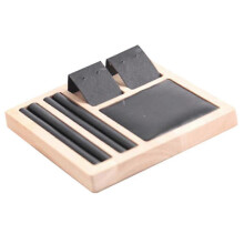 Schmuckständer aus Holz für Ringe, Ohrringe, Halsketten und Armbänder, 3-in-1-Aufbewahrungsständer, schwarz