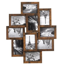 Fotolijst collage - HELLOSHOP26 - 10 foto's (10x15 cm) - Rustiek bruin MDF - PS anti-breek bescherming