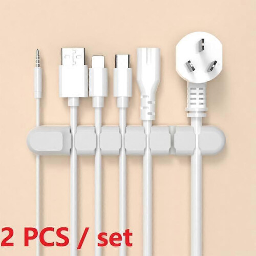 2PCS/set Silicone Cable Organizer USB Cable Winder Flexible Wire Management Clips 1