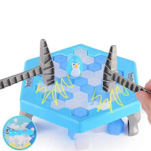 Tafelspel met pinguïn en ijsblokjes, een puzzel voor het hele gezin, geschikt voor kinderen en volwassenen, en ideaal voor binnen.