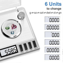 Digitale precisieweegschaal van 50 g (0,001 g) met roestvrijstalen platform voor sieraden, poeder en grammen, inclusief kalibratiegewich