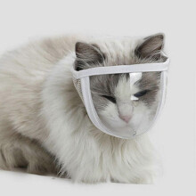 Bozal para gatos con malla transpirable para evitar mordiscos y masticación, cubierta anti-maullidos ajustable para gatos, blanco, tall