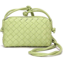 Bolso bandolera pequeño tejido para mujer, monedero de piel sintética para teléfono móvil, bolso cuadrado de moda tejido a mano para cá