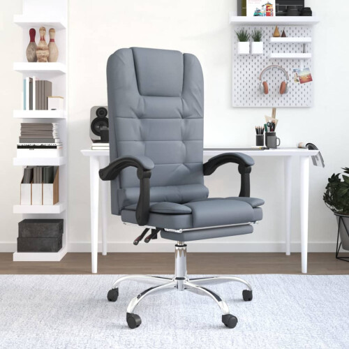 VidaXL vidaXL Bürostuhl mit Massagefunktion Dunkelgrau Samt