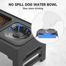 Soporte elevado para comedero de perro, comedero elevado ajustable con inserto de alimentación lenta, soporte antiderrame para comida y