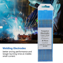 10 electrodos TIG de tungsteno lantaneado para soldadura de acero y aleaciones, 2,4 mm x 150 mm, varillas duraderas.