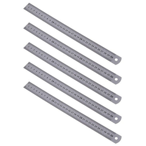 5X Stainless Steel Ruler Measure Metric Function 30cm 12Inch