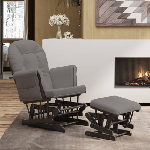 VidaXL vidaXL Schaukelsessel mit Hocker Gleitend Dunkelgrau Stoff