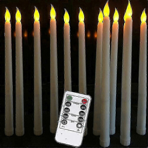 Σετ 10 κεριών LED με κωνικό φωτισμό μπαταρίας και τηλεχειριστήριο, φινίρισμα κ