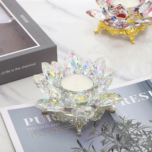 Κρυστάλλινη βάση ρεσώ Lotus, βάση κεριού Lotus Petal για διακόσμηση σπιτιού, κεντρ 2