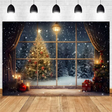 210X150cm Christmas Background Cloth Christmas Tree Snowflake Party Decoration Children Photography Background Cloth,A