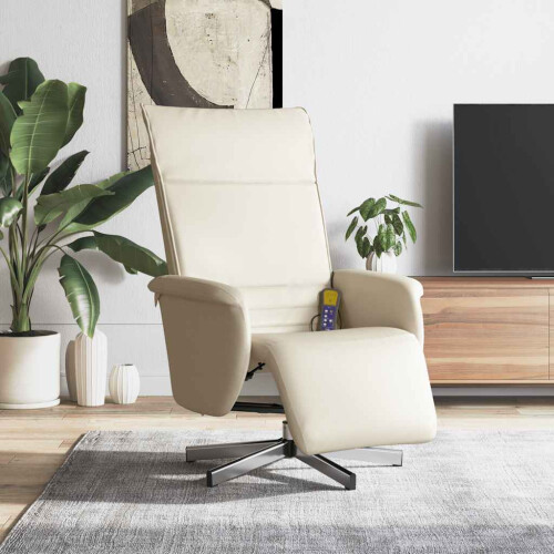 VidaXL vidaXL Massagesessel mit Fußteil Creme Kunstleder