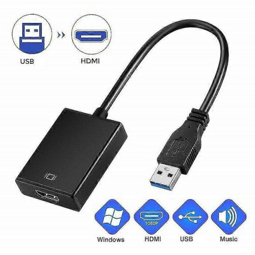 Προσαρμογέας USB σε HDMI, USB 3.0/2.0 σε HDMI για πολλαπλές οθόνες, 1080p, Συμβατό με Windows XP/ 2