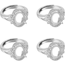 pezzi Anello a artiglio regolabile in ottone, componenti per anello da dito con zirconi cubici trasparenti micro pavé, base per anello