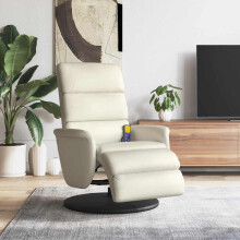 vidaXL Massagesessel mit Fußteil Creme Kunstleder