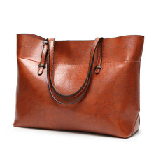 Borsa tote extra large in pelle marrone da donna, spaziosa borsa a mano per lavoro e viaggi con chiusura sicura