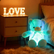Orsetto di peluche luminoso, 50 cm, blu, morbido peluche per la decorazione della casa