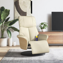 vidaXL Massagesessel mit Fußteil Creme Kunstleder