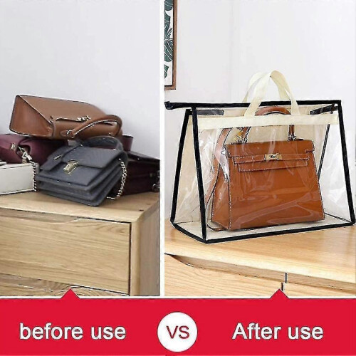 Breathable Sealed Hanging Wardrobe Storage Bag, Transparent Dustproof Organizer, Beige Large 2
