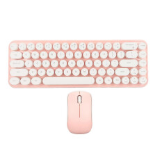 Wireless Keyboard and Mouse Combo, 68 Keys, 2.4GHz Stable Transmission, Battery Powered Retro Typewriter Design for Wind