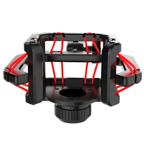 Microphone Shock Mount with Microphone Filter Windscreen Reduce Noise Anti Vibration Screen Stable Easy Install,Red 2