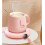 USB Cup Warmer Automatic Heating Coaster Base with Adjustable Temperature Control for Office Desk Pink 5