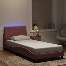 vidaXL Bettgestell mit LED ohne Matratze "Hanko" Rosa 90x200 cm Samt