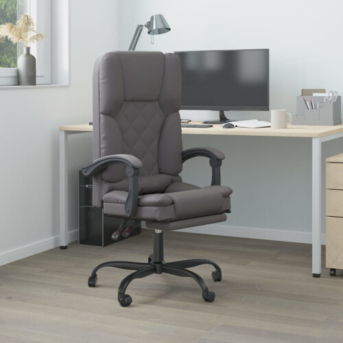 VidaXL vidaXL Bürostuhl mit Massagefunktion Grau Kunstleder