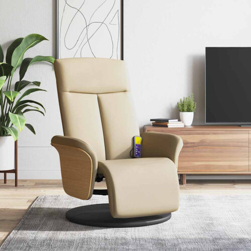 VidaXL vidaXL Massagesessel mit Fußteil Creme Stoff