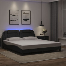 vidaXL Bettgestell "Viana" mit LED ohne Matratze Schwarz 180x200 cm