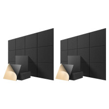 Self-Adhesive Acoustic Panels 24 Pack,12 x 12 x 0.4 Inch Sound Proof Padding,Sound Absorbing Panel for Home ,Black