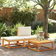vidaXL 3-tlg. Gartensofa-Set mit Kissen Holz Akazie & Rattan