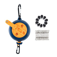 Portable Travel Clothesline, 32.8ft Retractable Clothesline, Camping Clothes with 20 Clothespins & 10 Stoppers