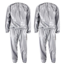 2X Heavy Duty Fitness Weight Loss Sweat Sauna Suit Exercise Gym Anti-Rip Silver XXXL