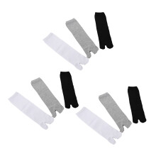 9 Pairs Japanese Kimono Flip Flop Sandal Split Toe Tabi Geta Zori Socks White+Black+Grey