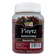 FARVERIG PEBER 60g NATURLIG PREMIUM 4 PEBERFRUGTER i et genanvendeligt glas