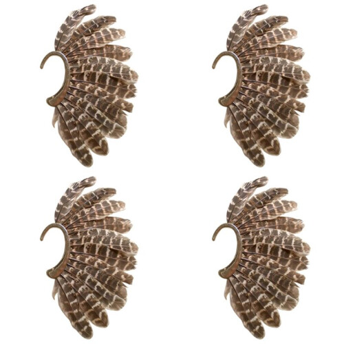 4Pcs Unisex  Feather Ear Cuff Non Piercing Gold Clip  Earrings