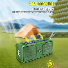Altavoz con Energía Solar, Altavoz Estéreo Inalámbrico con Linterna, Subwoofer TWS para Exteriores, Radio TF/FM, Color Azul