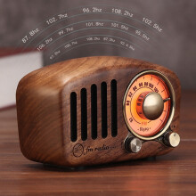 Altavoz con Radio Retro R919, Radio FM con Estilo CláSico Antiguo, , Ranura para Tarjeta TF, Madera de Nogal