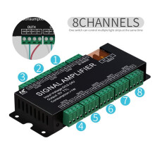 8CH LED Strip Signal Amplifier,WS2812 5V SPI TTL Signal Output for WS2811 WS2815 WS2813 SK6812 Pixels LED Light DC5-24V
